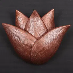 Exotic India Brown Textured Brass Lotus Petal Wall Decor-image-26