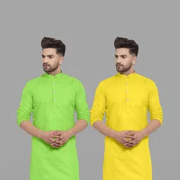 VS MALL Men Yellow Kurtas-picture-38