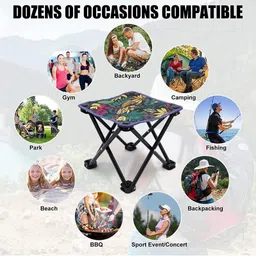 Deoxys Black & Green Printed Foldable Camping Stool image 4