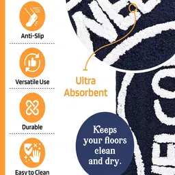 Kuber Industries 6Pcs Blue Printed Rectangle Anti Skid Doormats image 5