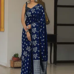 NS WORLD Floral Woven Design Zari Satin Saree-picture-17