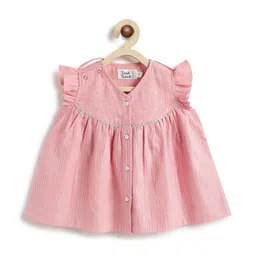 Tiber Taber Girls Striped Anarkali Kurti with Trousers & Dupatta image 3