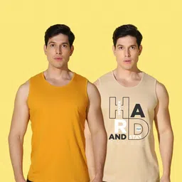 WOOSTRO Men Pack of 2 Typography Printed Round Neck Cotton Slim Fit Sports T-shirts image 5