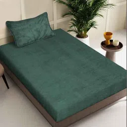 BREVARD Green Wool 260 TC Single Bedsheet Set 2.28  x 1.52 m image 1