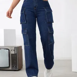 Glossia Women Comfort Wide Leg High-Rise Light Fade Acid Wash Stretchable Jeans-image-91