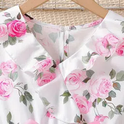 BAESD Girls Floral Printed Flutter Sleeve Fit & Flare Dress image 3