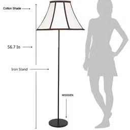 Devansh White & Brown Striped Frustum FloorLamps image 3