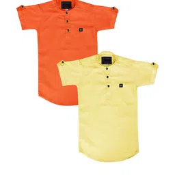 OJ TREND Kids-Boys Orange Kurtas-picture-20