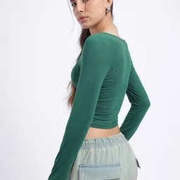 glitchez Adorable Allure Ruched Fitted Crop Top image 5