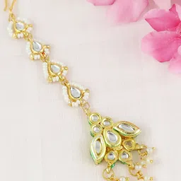 Asthetika Women Kundan Studded Maang Tikka Head Jewellery-picture-12