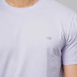 JADE BLUE Men Solid Round Neck Cotton Slim Fit T-shirt image 2