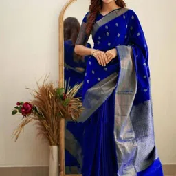 tammu designer Woven Design Zari Silk Blend Handloom Banarasi Saree image 2