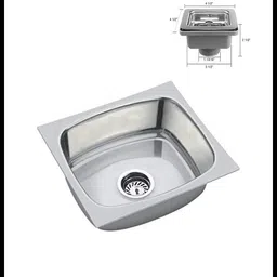rakrish 16 × 18 × 8 kitchen sink Glossy Finish 1.0 mm 302 grade with drain coupling 16 × 18 × 8 kitchen sink Glossy Finish 1.0 mm 302 grade with drain coupling Vessel Sink-picture-22
