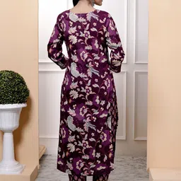 Swasti Floral Printed V-Neck Pure Cotton Kurta With Trousers & Dupatta image 4