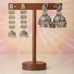 TAG 7 Set Of 2 Pearls Beaded Dome Shaped Jhumkas-image-78