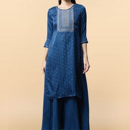 Anouk Rustic Women Ethnic Motifs Embroidered Regular Gotta Patti Kurta with Palazzos-picture-16