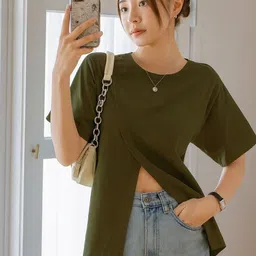 RAHI TRENDZ Women Solid Cut Out Short Sleeves Regular Top-image-52