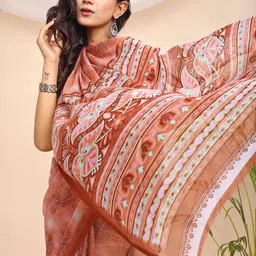 Leelavati Ethnic Motifs Printed Pure Chiffon Designer Saree image 2