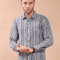 V-Mart Striped Spread Collar Slim Fit Shirt-image-79