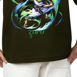 Starsbuyer Zoro Printed Cotton Drop-Shoulder Sleeves Oversized T-shirt image 3