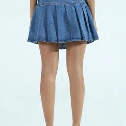 SHOWOFFFF Denim Mini Flared Skirts image 2
