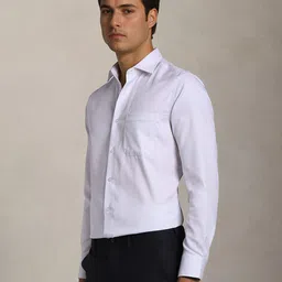 Louis Philippe Men Textured Spread Collar Pure Cotton Formal Shirt image 4