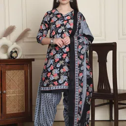 Roly Poly Floral Printed V-Neck Straight Kurta With Salwar & Dupatta-picture-21