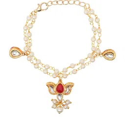 asthetika kids Asthetika Gold-Plated Kundan-Studded & Beaded Jewellery Set image 3