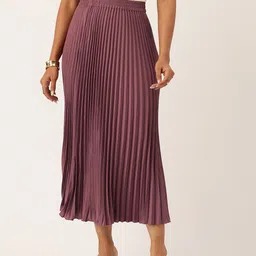 WISSTLER Mid-Rise Accordian Pleat Flared Midi Skirt-picture-14