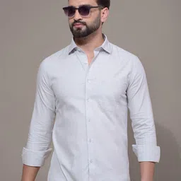 Crimsoune Club Men Classic Fit Solid Spread Collar Cotton Casual Shirt-picture-28