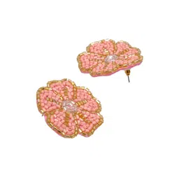 Sangria Gold Plated Artificial Beaded Floral Shaped Studs image 3