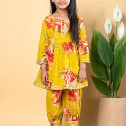 Readiprint Fashions Girls Floral Printed Pleated Gotta Patti Pure Cotton Kurti with Salwar-picture-17