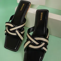 MOZAFIA Women Textured Open Toe Flats image 2