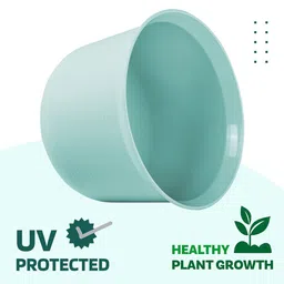 Kuber Industries 10Pcs Blue Textured Planters With Plate image 4