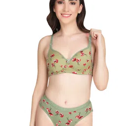 Liigne Women Pack Of 5 Printed Padded Bra Pure Cotton Lingerie Set image 2