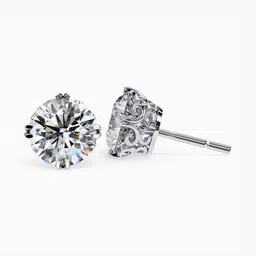 VALANOVA BIS Hallmark 18 Kt White Gold 4.00 Carat Lab Grown Diamond Studded Studs - 1.60 g image 2