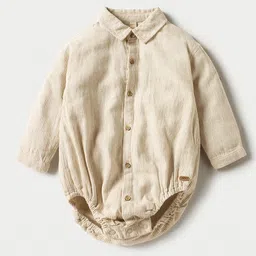 Giggles by Babyshop Infant Boys Striped Shirt Collar & Long Sleeve Bodysuit-picture-24