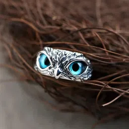 J.S ENTERPRISES Unisex Stainless Steel Crystals Studded Owl Eyes Finger Ring-picture-10