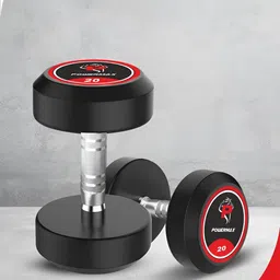 PowerMax Fitness Set Of 2 Round Fixed Weight Dumbbell - 20 Kg Each-picture-37