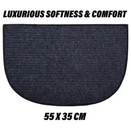 Aura Black & Green 3 Pieces D-Shape-Lining Woolen Anti-Skid Doormats image 4