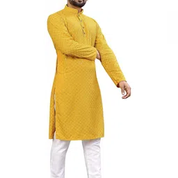 Krudha Fashion Men Chevron Thread Work Kurta image 2