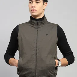 Monte Carlo Men Mock Collar Abstract Printed Cotton Casual Bomber Jacket-image-58