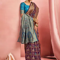 SANISA Ethnic Motifs Zari Silk Blend Handloom Saree image 2