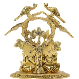 INTERNATIONAL GIFT Gold-Toned 9 Pcs Laxmi Ganesh Showpiece With Diya Religious Gift Set image 2
