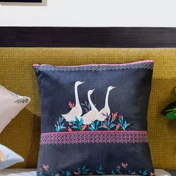 Mid July Home Black & Blue Floral Velvet Square Cushion Covers-image-3