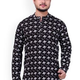 MADE IN THE SHADE Geometric Printed Mandarin Collar Pure Cotton Kurta-picture-18