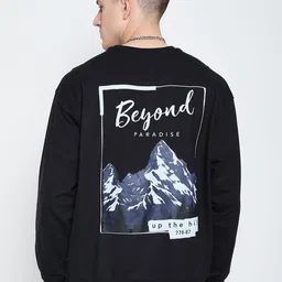 Mast & Harbour Men Graphic Printed Pure Cotton Sweatshirt image 3