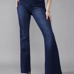 DOLCE CRUDO Women Wide Leg High-Rise Slash Knee Light Fade Stretchable Jeans-picture-17