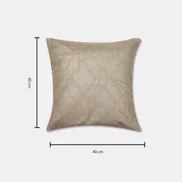 Fabindia Zara Taupe Embroidered Cotton Square Cushion Cover image 3