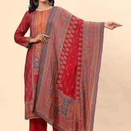 Mamicha Women Floral Embroidered Regular Pure Cotton Kurta with Trousers & With Dupatta-picture-33